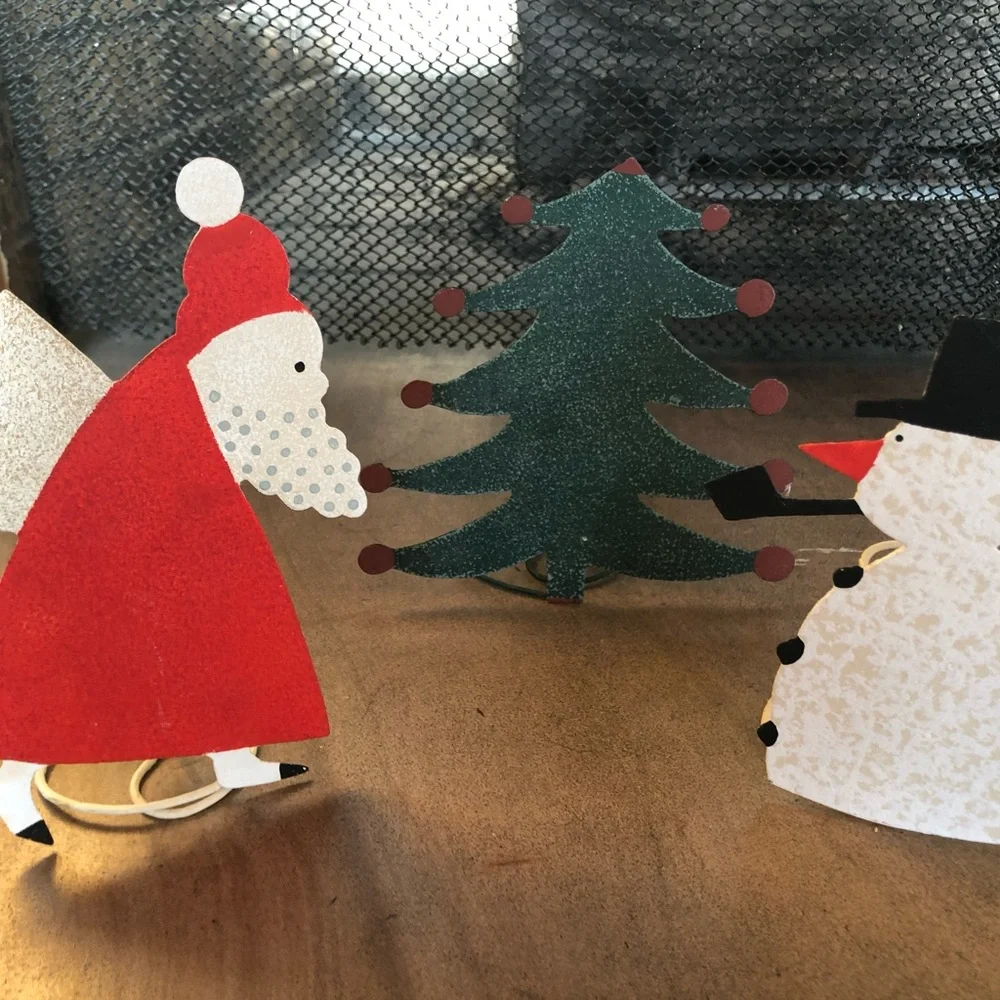 Crate & Barrel vintage NWT Christmas icon taper holders